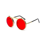 Retro Steampunk Circle Vintage Round Flip Up Sunglasses