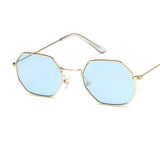 Fashion Women Sunglasses Small frame polygon Clear lens Sunglasses Brand Designer Men Sun Glasses Hexagon Metal Frame